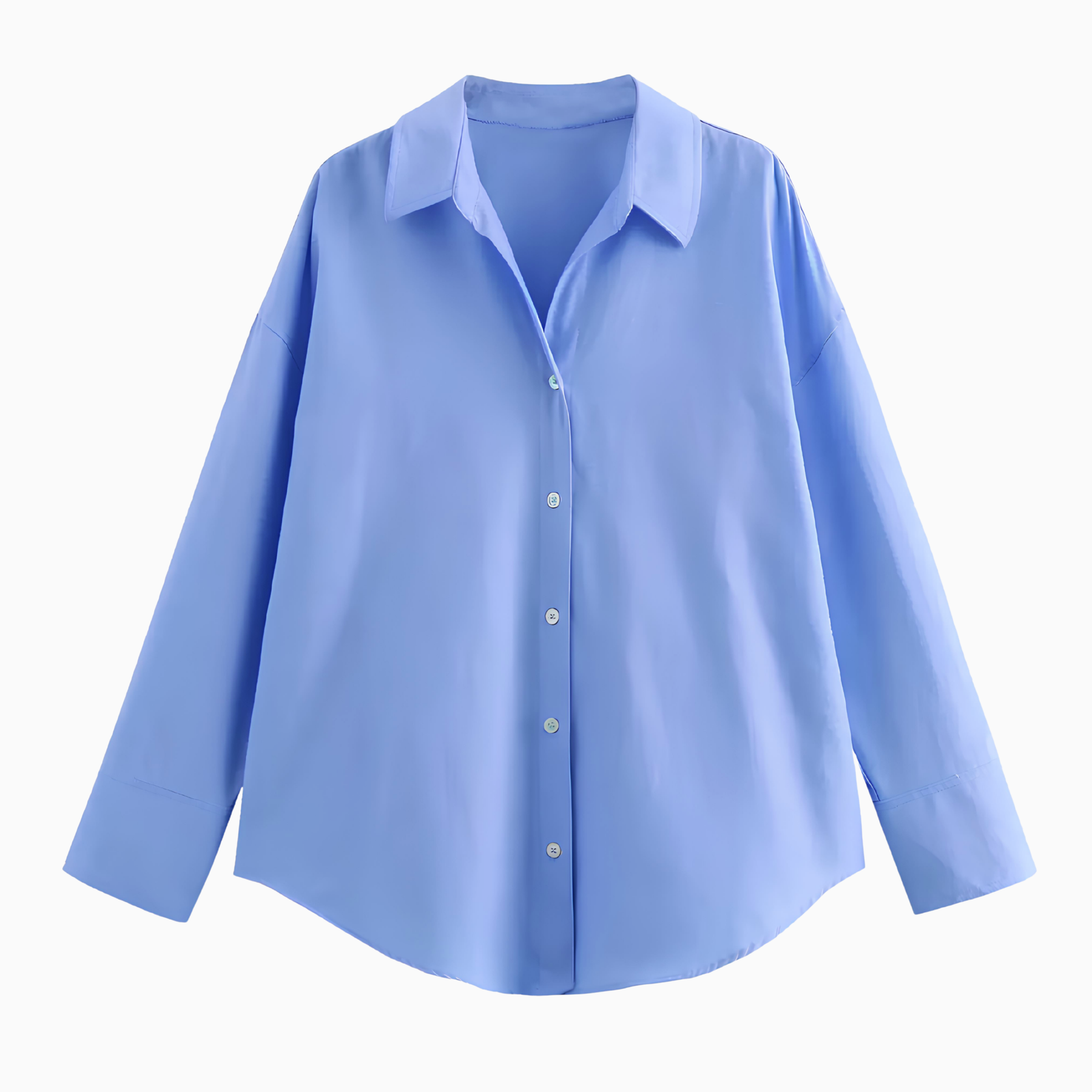 Long Sleeve Plain Dress Shirt Azul.