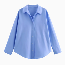 Long Sleeve Plain Dress Shirt Azul.