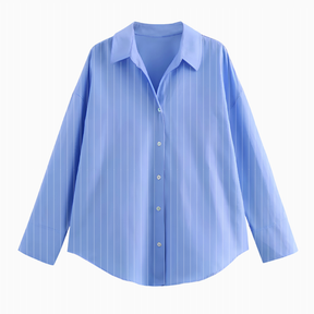 Long Sleeve Plain Dress Shirt Azul.